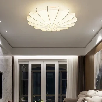 Круглый светодиодный потолочный светильник с имитацией шелка в китайском стиле для спальни, гостиной, кабинета, Современный простой светильник для домашнего декора.