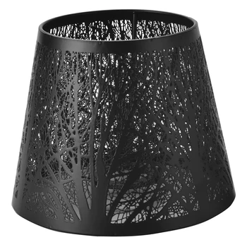 Небольшой абажур, металлический абажур в форме бочонка с рисунком деревьев для настольной люстры, настенного светильника, черный