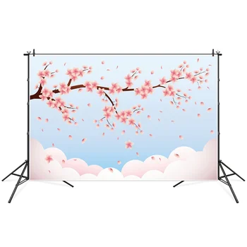 Весенние облака Сакуры, фоны для фотосъемки, баннер с розовыми цветами, украшение для детской вечеринки на заказ, фоны для фотосессии, плакат