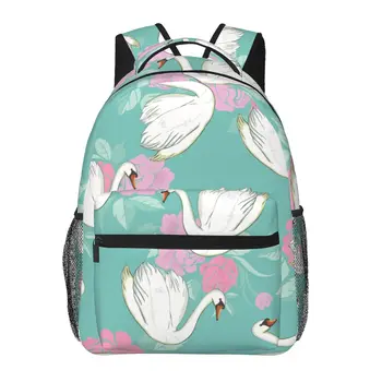 Мужской Женский рюкзак, Элегантный Лебедь с розовыми цветами, Школьный Ранец для женщин, Мужская Модная сумка 2023, Студенческий рюкзак