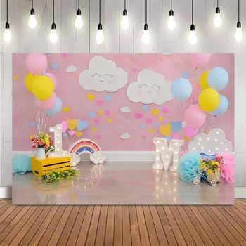 фон для вечеринки в честь 1-го дня рождения розовой девочки, портретная фотосессия новорожденного, разбитый торт, фото-фон для студии, вечеринка по случаю первого дня рождения