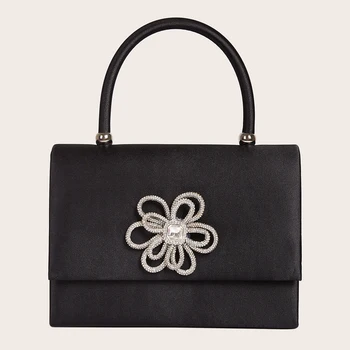 Роскошная вечерняя сумочка для женщин, черная имитационная шелковая сумочка, свадебная сумочка со стразами, сумка для званого ужина, сумка на плечо