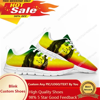 Bob Marley Reggae Rasta Music Singer Спортивная обувь Мужские Женские Подростковые кроссовки Повседневная Изготовленная на заказ Пара Высококачественная Обувь для пары