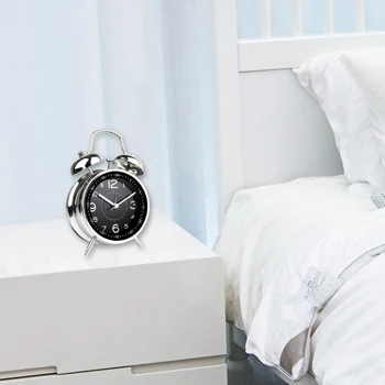 Круглый 4-дюймовый будильник с двойным механическим таймером в стиле Ретро, настольный будильник для креативного простого дизайна, настольный хронометраж, прямая поставка