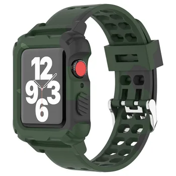 чехол + Ремешок Для Apple Watch Band 44мм 40мм 45мм 41мм 38мм прозрачный Спортивный браслет + Защитный Бампер iwatch 8 7 6 5 4 se