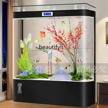 Горячая гибка Встроенный Формовочный аквариум для рыб Гостиная Новый Дом Пол Стена Интеллектуальный Экологический Аквариум
