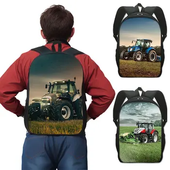 16-дюймовый рюкзак с принтом сельскохозяйственного трактора для подростков; школьные сумки; Детский повседневный рюкзак; Мужской рюкзак для ноутбука; Портативная сумка для книг.