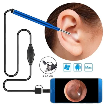 Инструмент для чистки Ушной Ложки 3 в 1 Android Type C USB 3,9 мм Медицинский Отоскоп Инспекционная Камера Borescop Ушная Назальная Ушная Палочка Эндоскоп