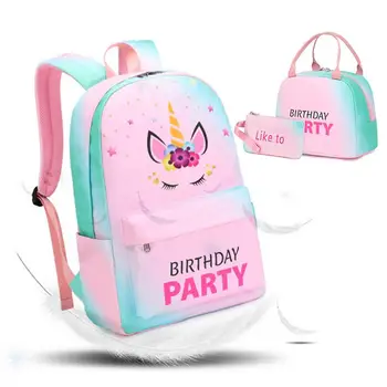 Новый рюкзак для детей, школьный рюкзак для девочек с ланч-боксом, набор сумок для книг для девочек-подростков, детский водонепроницаемый школьный ранец