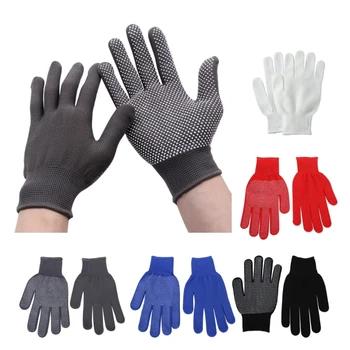 12 Пар перчаток с резиновыми точками, рабочие перчатки с односторонними точками из ПВХ, рабочие перчатки из полиэстера и хлопка с точками для захвата.