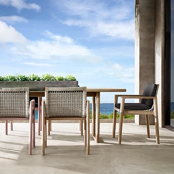 Обеденный стул из тикового дерева, мебель для патио, садовый столик у бассейна на открытом воздухе
