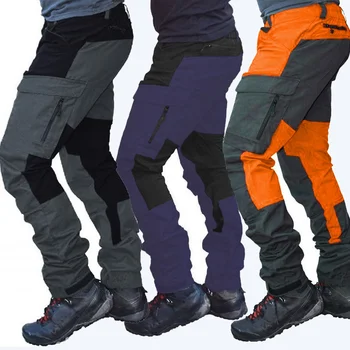 Весенние Новые брюки-карго с цветными блоками и несколькими карманами, модная мужская повседневная рабочая униформа с застежкой-молнией в стиле ретро, рабочие брюки 5XL