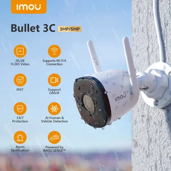 IMOU Bullet 3C 5MP 3MP Wifi IP-Камера Наружного Обнаружения Автомобиля Человеком с искусственным Интеллектом IP67 Защита От Атмосферных воздействий PoE Видеонаблюдение Защита Безопасности