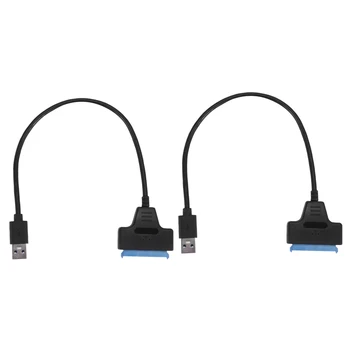2 кабеля-адаптера для жесткого диска SATA с USB 3.0 на 2,5 дюйма, SDD Конвертер SATA в USB 3.0-Черный