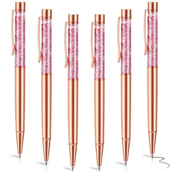Шариковая ручка для прессования 6шт Роскошные Милые Свадебные Металлические Канцелярские принадлежности из розового золота, Школьные канцелярские принадлежности, высококачественные ручки