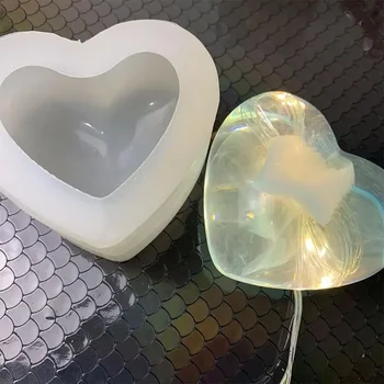 1 Шт Кристалл Love Heart Силиконовая форма 3D Ремесло для украшения тортов DIY Свеча Смола Мыло Штукатурка Инструменты для творчества Supplie