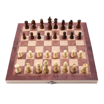 3 В 1 деревянный международный шахматный набор настольные игры для путешествий шахматы Нарды шашки развлечения