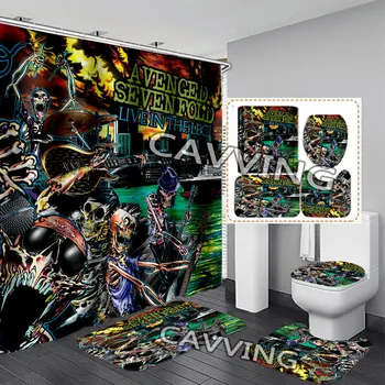 Avenged Sevenfold 3D Занавески для душа, Водонепроницаемая занавеска для ванной, Противоскользящий коврик для ванной, Набор туалетных ковриков, Ковер Home Decor T03