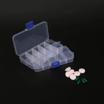 Коробка из прозрачного пластика с 10 ячейками, Прямоугольная коробка из полипропилена, коробка для съемных деталей, серьги, ожерелье, кольцо, Коробка для хранения ювелирных изделий