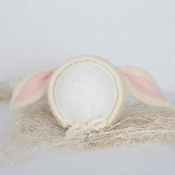 Новорожденный Кролик, шапочка с плюшевым кроликом, реквизит для фотосъемки, шапочка с кроликом для девочки, шапочка с новорожденным животным