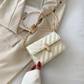 Роскошные женские сумки через плечо на цепочке с бисером, стильная полосатая сумка через плечо из искусственной кожи, Женские кошельки и сумочки, тренд 2022 года