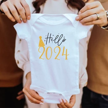 Hello 2024 Боди для новорожденных Хлопковый комбинезон для новорожденных Мальчиков и девочек Новогодняя одежда Ropa Рождественский подарок