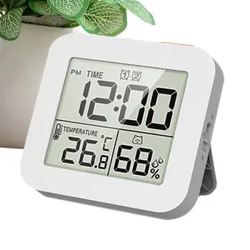 Монитор температуры и влажности Термогигрометр 3 В 1 Цифровые часы С подсветкой ЖК-дисплея Многофункциональный